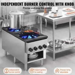 Kommersiell gasspis 2 brännare, bänkskiva, varmplatta, energieffektiv, snabb uppvärmning, perfekt för restauranger och catering