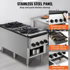 Kommersiell gasspis 2 brännare, bänkskiva, varmplatta, energieffektiv, snabb uppvärmning, perfekt för restauranger och catering