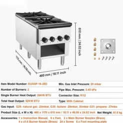 Kommersiell gasspis 2 brännare, bänkskiva, varmplatta, energieffektiv, snabb uppvärmning, perfekt för restauranger och catering