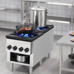 Kommersiell gasspis 2 brännare, bänkskiva, varmplatta, energieffektiv, snabb uppvärmning, perfekt för restauranger och catering