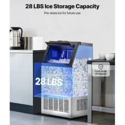 Kommersiell ismaskin, 36 isbitar, 36x43x75,5 cm, rostfritt stål