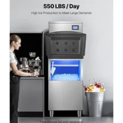 Kommersiell ismaskin, 550 lbs/dag modell, självrengörande och hög effektivitet - Endast huvudenhet