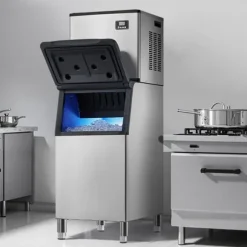 Kommersiell Ismaskin, 400 LBS/24H Modell, 300 LBS Förvaringsbehållare, Automatisk Självrengöringsfunktion