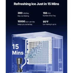 Kommersiell Ismaskin 360 pund/dag, 180 pund Förvaringsbehållare, Automatisk Isdispensering