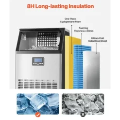 Kommersiell Ismaskin, Fristående Skåpmaskin, 120lbs/24H, 45 Isbitar Kapacitet