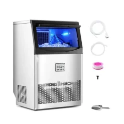 Kommersiell Ismaskin, Fristående Skåpmaskin, 90lbs/24H Kapacitet, 50 Isbitar per omgång