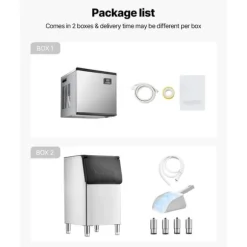 Kommersiell Ismaskin, Modell 550 lbs/24h, med 300 lbs Förvaringsbehållare, Automatisk Självrengöring