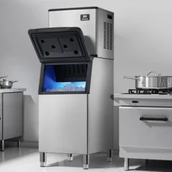 Kommersiell Ismaskin, Modell 550 lbs/24h, med 300 lbs Förvaringsbehållare, Automatisk Självrengöring
