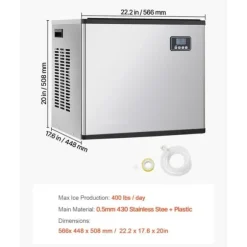 Kommersiell Ismaskin, Självrengörande Modell, Kapacitet 180 kg/dag