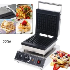 Kommersiell Våffeljärn, 1500W Effekt, Teflon Non-Stick Beläggning,EU, svart