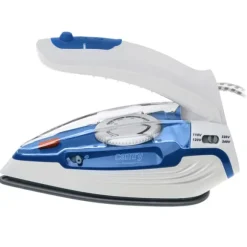 Kompakt resestrykjärn med ångfunktion och fällbart handtag