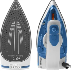 Kompakt resestrykjärn med ångfunktion och fällbart handtag