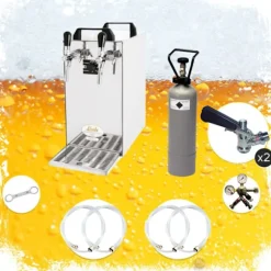 Komplett set - Öltapp - kontakt 40 två linjer torr kylare, run kylare 50 liter/h, KEG:Type G, KEG 2:Type D
