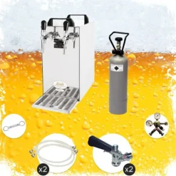 Komplett set - Öltapp - kontakt 40 två linjer torr kylare, run kylare 50 liter/h, KEG:5 liters adapter, KEG 2:Type M