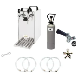 Komplett set - Öltapp - kontakt 40 två linjer torr kylare, run kylare 50 liter/h, KEG:Type G, KEG 2:5 liters adapter