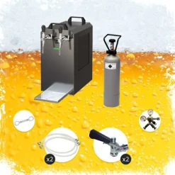 Komplett set - Öltapp - STREAM 80 ölkassett, flödeskylare 2-linjers torrkylare, KEG:Type D, KEG 2:KeyKeg