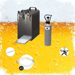 Komplett set - Öltapp - STREAM 80 ölkassett, flödeskylare 2-linjers torrkylare, KEG:5 liters adapter, KEG 2:utan