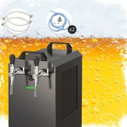 Komplett set - Öltapp STREAM 80K med luftpump, ölväska, genomströmningskylare, 2-linjers torrkylare, KEG:Type D, KEG 2:NC Adapter
