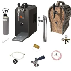 Komplett set under disk - Öltapp JET 30 en linje torr kylare, 35 liter/h -Bierkoffer med trätunna, KEG:NC Adapter