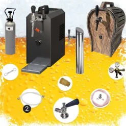 Komplett set under disk - Öltapp JET 30 en linje torr kylare, 35 liter/h -Bierkoffer med trätunna, KEG:Type A