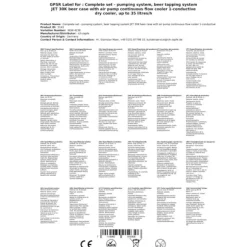 Komplett uppsättning - Öltapp - JET 30K dispenser med luftpump en linje torr kylare, 30 liter/h, KEG:utan