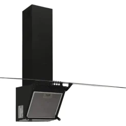 Kraftfull köksfläkt 90 cm i stål och härdat glas | Färg: Svart | Storlek: 90x50x15 cm