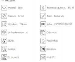 Krosno 6x430ml glas för VIT RÖTT VIN KRISTALLINT GLAS NICE