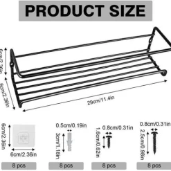Kryddhylla - Hållbar - Metall - Svart - 4 delar - Hängande installation