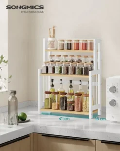 Kryddhylla med 3 nivåer för bänkskiva i naturell ekfärg