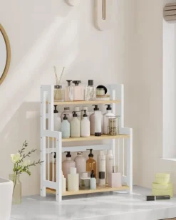 Kryddhylla med 3 nivåer för bänkskiva i naturell ekfärg