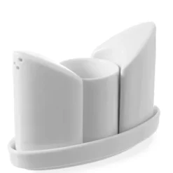 Kryddset saltkar pepparshaker tandpetare vitt porslin - Hendi 786420