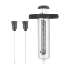 Köttinjektor i rostfritt stål med två nålar för marinad och smaksättning