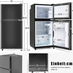Kyl-Frys Kombi, 86.8 cm, 60L kyl, 22L frys, 102 kWh/år, Svart, Energieklass E