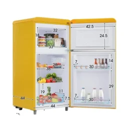 Kylskåp, Retrodesign, Energibesparande,Gul+Järn+Plast, EU