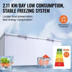 Kystfrys 19,8 ku.ft / 561 L stor djupfrys med 4 avtagbara korgar, energieffektiv, tyst drift