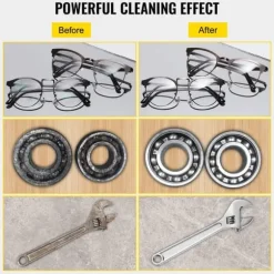 15L 60A Ultraschallsrengörare med värme 360W i rostfritt stål för glasögon, smycken, tandproteser, mynt osv. (15L)