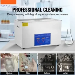 30L 100A Ultrasonisk rengöringsmaskin med värme 600W i rostfritt stål för glasögon, smycken, tandproteser, mynt m.m. (30L)