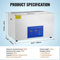 30L 100A Ultrasonisk rengöringsmaskin med värme 600W i rostfritt stål för glasögon, smycken, tandproteser, mynt m.m. (30L)