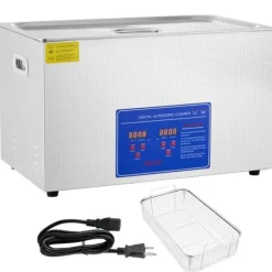 30L 100A Ultrasonisk rengöringsmaskin med värme 600W i rostfritt stål för glasögon, smycken, tandproteser, mynt m.m. (30L)