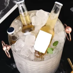 3L bärbar ishink i rostfritt stål med champagnefat och handtag för hemmabruk i baren