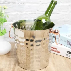 3L bärbar ishink i rostfritt stål med champagnefat och handtag för hemmabruk i baren