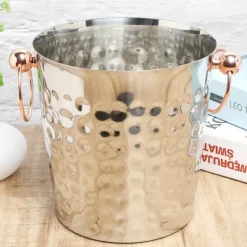 3L bärbar ishink i rostfritt stål med champagnefat och handtag för hemmabruk i baren