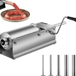 3L Chorizo-vullare av rostfritt stål, horisontell, manuell korvfyllare, Chorizo-hotdogs, grillkorv, lämplig för både hushåll och kommersiell