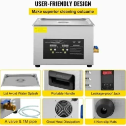 15L Digital Ultrasonic Rengöring, Värme, Timer, 600W, 40KHz, Rengöringsmaskin