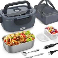 1,5L elektrisk matlåda i rostfritt stål 12/24V/110/220V - för bilar, lastbilar och kontor, med 80W snabb uppvärmning