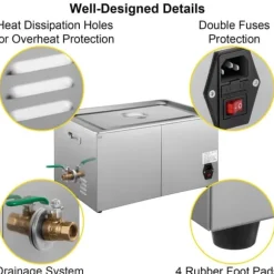 6L 40kHz 180W digital ultraljudsrengörare, djuprengöring, justerbar tid/temperatur, humaniserad design, bred applikation