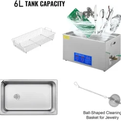 6L 40kHz 180W digital ultraljudsrengörare, djuprengöring, justerbar tid/temperatur, humaniserad design, bred applikation