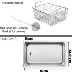 2L 40KHz 60W ultraljudsrengörare med värmare, effektiv rengöring, justerbar värme/arbetstid, humaniserad design, bred användning