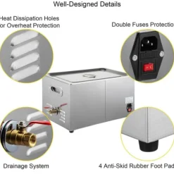 2L 40KHz 60W ultraljudsrengörare med värmare, effektiv rengöring, justerbar värme/arbetstid, humaniserad design, bred användning