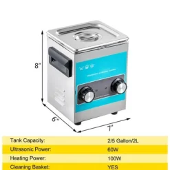 2L 40KHz 60W ultraljudsrengörare med värmare, effektiv rengöring, justerbar värme/arbetstid, humaniserad design, bred användning